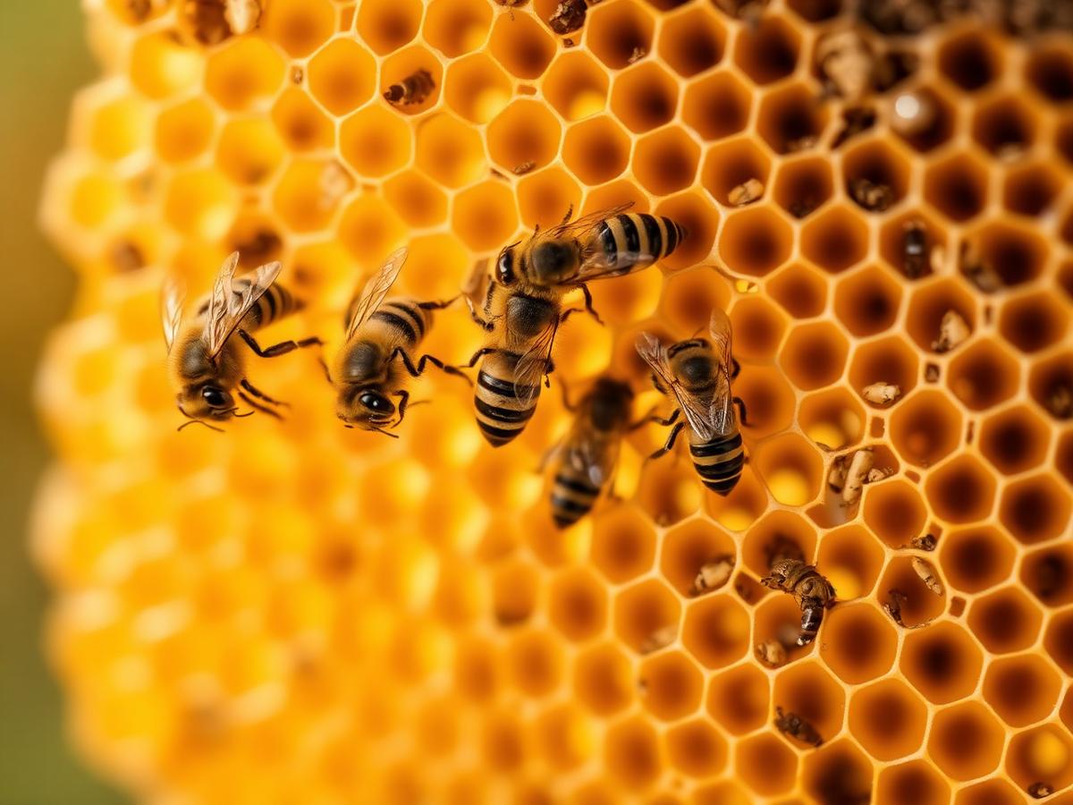 Honey bees on honeycomb