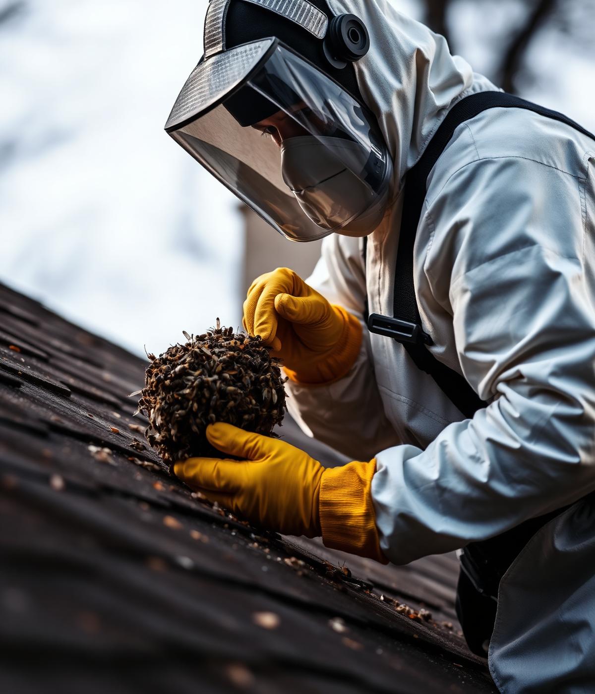 Cork Wasp Control technician removing a nest